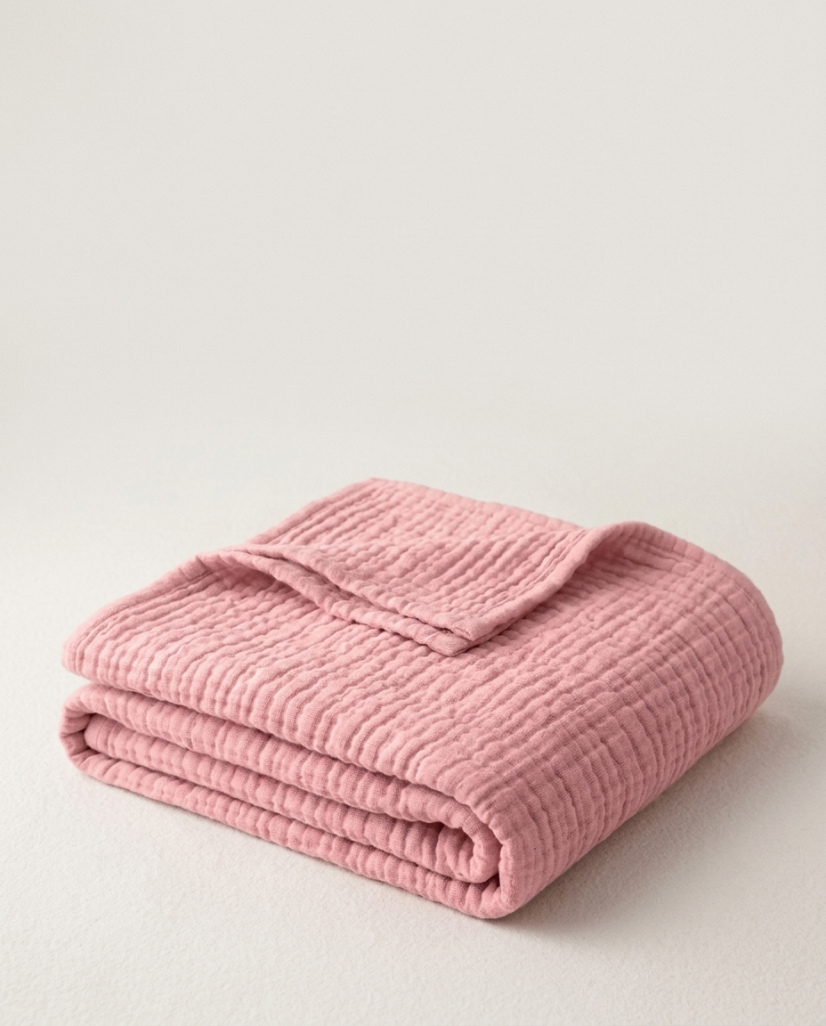 Stugans Muslinteppe i Rosa
